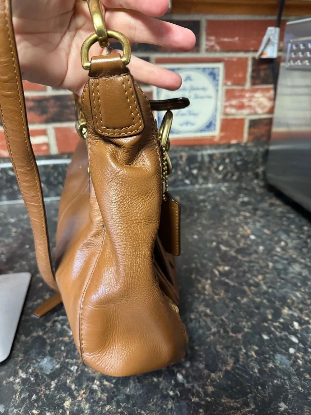 Coach Kristin Woven Leather Round Satchel F23048 Cognac Crossbody-Project Bag